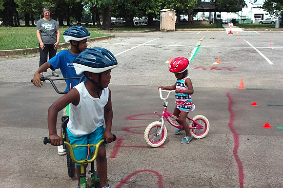 Children enjoy a bike rodeo at one of Memphis' 167 parks.