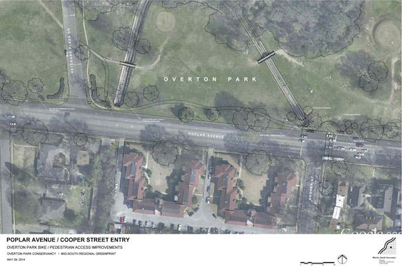 Rendering of pedestrian entrance improvents at Overton Park