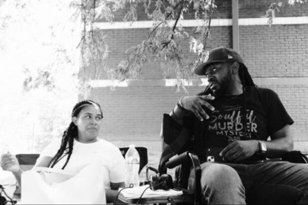 Hoop Street Screenwriter and Executive Producer Teresa Dickerson and Director Princeton James on set.