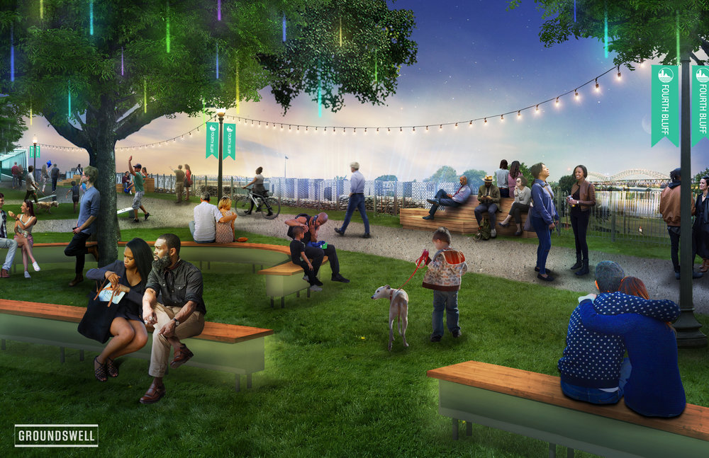 A rendering of an activated Memphis Park. (Groundswell)